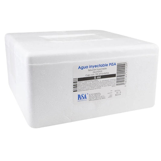 AGUA INYECTABLE PISA INY  CAJA C/100 AMP  VIDRIO C/5 ML