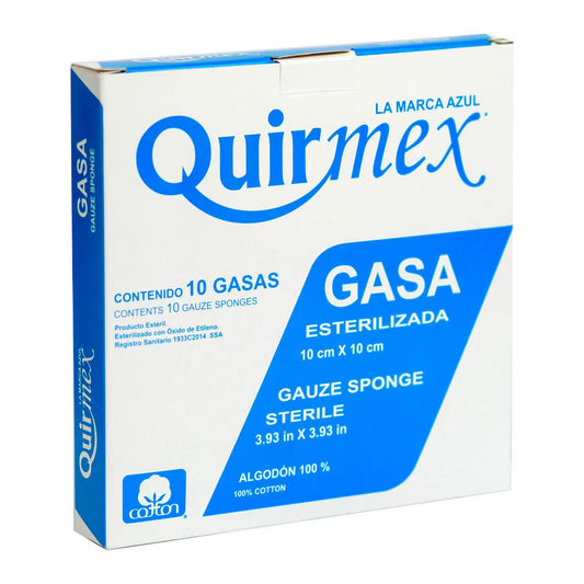 GASA SIMPLE ESTERIL 10X10 CM  C/10 PZAS  AZUL