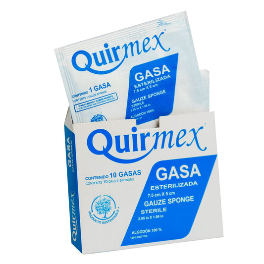 GASA SIMPLE ESTERIL 7 5X5 CM C/10 PZAS  AZUL