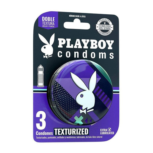 PLAYBOY C3 CONDONES TEXT DOBLE TEXTURA