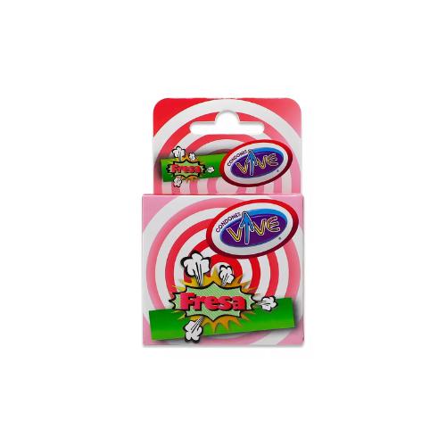 PRESERVATIVOS VIVE COLORS SABOR FRESA CAJA C/3
