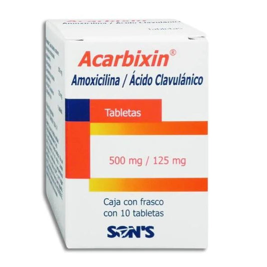 ACARBIXIN TAB  500/125 MG  CAJA C/FCO  C/10