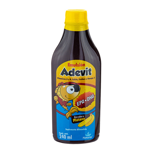 ADEVIT EMULSION VIT A Y D CALCIO FOSFORO OMEGA3 SABOR PLATANO 240ML NATUREX