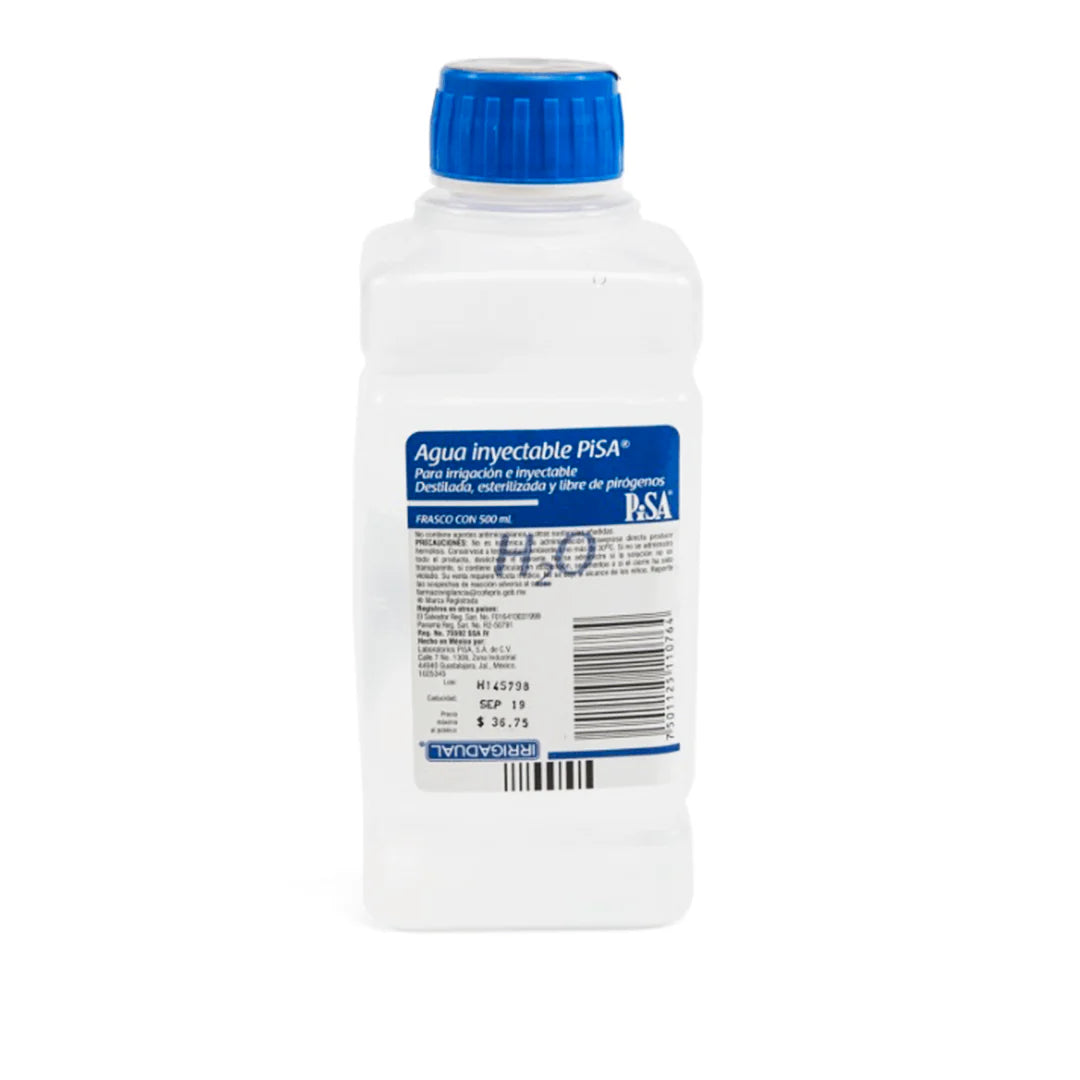 AGUA INYECTABLE PISA INY  FCO  PLASTICO C/500 ML  (P/IRRIGACION) C/12
