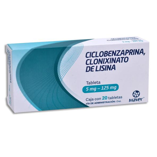 CICLOBENZAPRINA/CLONIXINATO DE LISINA 5MG/125MG C/20 TAB MAVER