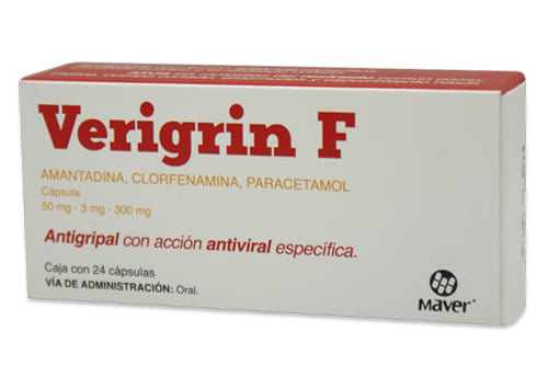VERIGRIN F C24CAP DIC25 AMANTADINA CLORFENAMINA PARACETAMOL 50 3 300MG  MAVER