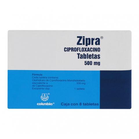 ZIPRA 500 MG C 8 TABS  CIPROFLOXACINO AGOSTO 26